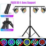 Juex de lumiere - uking led noir lumi�re de sc�ne pour dj party disco - pack de 4 avec support