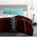 Parure de couette - juliette blue - chocolat - microfibre - 140 x 200 cm - 2 taies doreiller