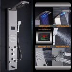 Jullybathevy colonne de douche led - en acier inoxydable - avec pommeau de douche - 4 jets de massage ... Jullybathevy colonne de douche led - en acier inoxydable - avec pommeau de douche - 4 jets de massage ...