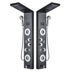 Jullybathevy colonne de douche noir panneau de douche led avec douche à main et 5 jets hydromassages ... Jullybathevy colonne de douche noir panneau de douche led avec douche à main et 5 jets hydromassages ...