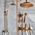 Jullybathevy rtro colonne de douche - rglable ensemble de douche - mural - solide kit de douche - laiton ...