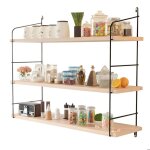 Jungengel �tag�re murale r�tro 3 niveaux 60x60x14cm - bois pin m�tal noir - charge 15kg / niveau - cuisine ...