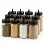 Jungengel set de 12 pots a epices en verre 330 ml - avec cuilleres - bocaux hermetiques rangement cuisine ...