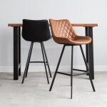 Tabouret de bar - juno - marron - cuir artificiel - m�tal - style industriel