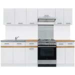 Junona cuisine complète 240cm - 7 élements - plan de travail inclus - blanc brillant Junona cuisine complète 240cm - 7 élements - plan de travail inclus - blanc brillant