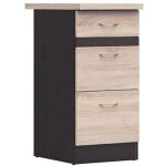 Junona meuble bas de cuisine 40 cm - 3 tiroirs - plan de travail - chne sonoma