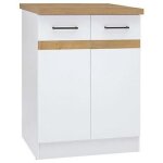 Junona meuble bas de cuisine 60 cm - 2 portes - plan de travail - blanc brillant Junona meuble bas de cuisine 60 cm - 2 portes - plan de travail - blanc brillant