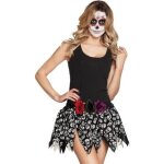 Jupe dia de los muertos squelettes mexicains adulte - noir / transparent / rouge / violet - polyester ...