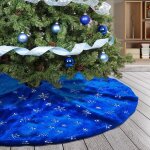 Jupe de sapin de no�l - non - tiss� - bleu royal - 78 cm - flocons de neige paillet�s - d�coration festive ...