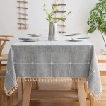 Jupvierge nappe exterieur rectangulaire anti tache nappe table a manger / cuisine / picnic design pompon ...