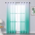 Jupvierge rideaux voilage - 1 panneau - 132x259cm blanc / bleu - vert voilage ombre d�grad� en effet ...