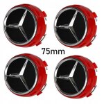Juxinchang - 4pcs logo 75mm rouge origine haute centre de roue jante cache moyeu emblme pour mercedes ...