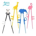 Kakoo baguettes de formation4 paires baguette chinoise chopsticks apprentissagede avec animaux et anneau ...