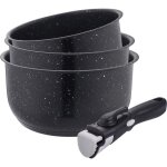 Kamberg - 0008134 - set 3 casseroles inox 16 / 18 / 20 cm - revêtement pierre - manche amovible - tous ... Kamberg - 0008134 - set 3 casseroles inox 16 / 18 / 20 cm - revêtement pierre - manche amovible - tous ...