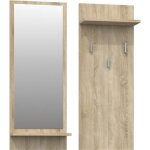 Porte - manteau - hucoco - kameron - 3 crochets - miroir - �tag�res pratiques