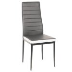 Kangfun - lot de 6 chaises avec dossier haut 40x39x98cm en pvc pour salle � manger gris et blanc