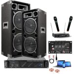 Karaoke + 2 micros sans fil + mixage + ampli sono + 2 enceintes + cbles pa dj sono light led mix nol ...