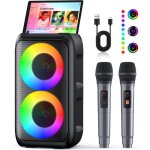 Karaok� 2026 enceinte bluetooth 2 micros sans fil tv / smartphone / tws / usb / fm noir
