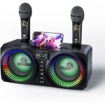 Karaok� tout - en - un karaok� complet avec 30w enceinte bluetooth 2 microphones karaok� sans fil et ...
