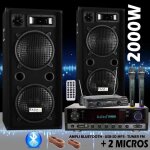 Karaok micro sans fil enceinte ampli bluetooth usb sd idal famille enfant ado adulte soiree dansante ...