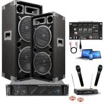 Karaoke + micros sans fil + mixage + ampli sono + 2 enceintes + cbles pa dj sono light led mix nol ...