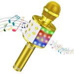Karaok microphone sans fil microphone usb enregistreur microphone bluetooth multifonctionnel - gold