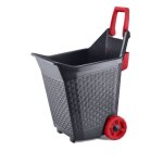 Kart - chariot de jardin en rsine 80l. brouette en plastique avec roues poigne et poche de rangement. ...