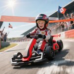Kart �lectrique pour enfants avec klaxon et fonction musicale si�ge r�glable jusqu� 12 km / h plastique ...