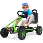 Kart à pédale enfant - dreamade - siège réglable - 4 roues - vert Kart à pédale enfant - dreamade - siège réglable - 4 roues - vert