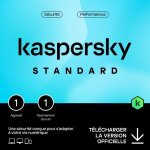 Antivirus - kaspersky standard - 1 poste - 1 an - version téléchargement Antivirus - kaspersky standard - 1 poste - 1 an - version téléchargement