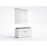 Kathi - meuble dentre miroir + banc - dimensions 41x85x180 - banc de rangement  chaussures - 6 crochets ...