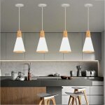 Kawoo 4pcs moderne suspension luminaire industriel blanclustre vintage en bois mtal style nordique pour ...