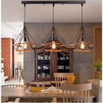 Kawoo lustre suspension industrielle rtro 25cm en forme diamant corde de chanvre ajustable luminaire ...