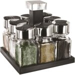 Carrousel à épices - s&d - kb5754 - 8 pots - couvercles double clapets - noir gris transparent Carrousel à épices - s&d - kb5754 - 8 pots - couvercles double clapets - noir gris transparent