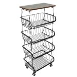 Kedia desserte � roulettes avec 5 etag�res �tag�re rangement l�gumes fruits 40 * 30 * 94cm noir robuste ...