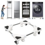 Kedia support de machine � laver r�glable et mobile noir et blanc 4 poteaux 4 roues avec roulettes pour ...