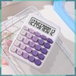 Keenso calculatrice rose calculatrice mignonne grand �cran lcd � 12 chiffres gros bouton rond d�grad� ...