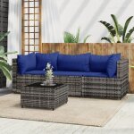 Keenso salon de jardin 4 pcs avec coussins gris rsine tresse a319847 yn013