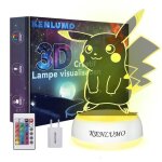 Kenlumo lampe pikachu nol enfant cadeau pokemon lampe de chevet led tlcommande touchez pour changer ...