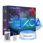 Lampe de nuit led - kenlumo - manette de jeu - 16 couleurs - effet 3d - tlcommande tactile