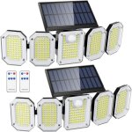 Kenlumolampe solaire extrieure avec dtecteur de mouvement 5 ttes rotatives 300led6500k ip65 projecteurs ...