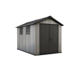 Keter abri de jardin oakland 7511 en rsine durable  haut plafond double portes texture bois gris - ...