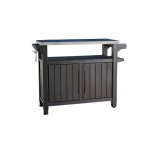 Keter desserte exterieure unity xl armoire de rangement en rsine verrouillable texture bois graphite ...
