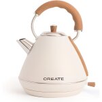 Bouilloire électrique rétro - create - 1l ou 17l - acier inoxydable - arrêt automatique Bouilloire électrique rétro - create - 1l ou 17l - acier inoxydable - arrêt automatique