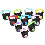 Kettlebell composite - hms - kpc10 - noir - violet clair - poids fixe - ciment - rev�tement pe - poign�e ...