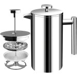 Kichly (1 l / 1000 ml) 8 cups cafetière à piston français presse café double paroi café & thé en acier ... Kichly (1 l / 1000 ml) 8 cups cafetière à piston français presse café double paroi café & thé en acier ...