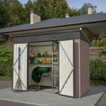 Kimfead abri de jardin m�tal 254 m� - cabane doutils 238x131x181 cm avec fondation et double porte coulissante ...