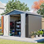 Kimfead abri de jardin m�tal 412 m� - cabane doutils 246x192x191 cm avec fondation et porte battante ...