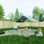 Kimfead enclos m�tallique 3x4x2m avec verrou de s�curit� et b�che imperm�able en pe pour poules lapins ...