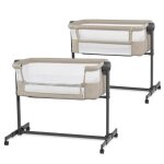 Lit d?appoint 2 en 1 kinderkraft nestee up 2 autonome - 5 niveaux de hauteur matelas inclus beige